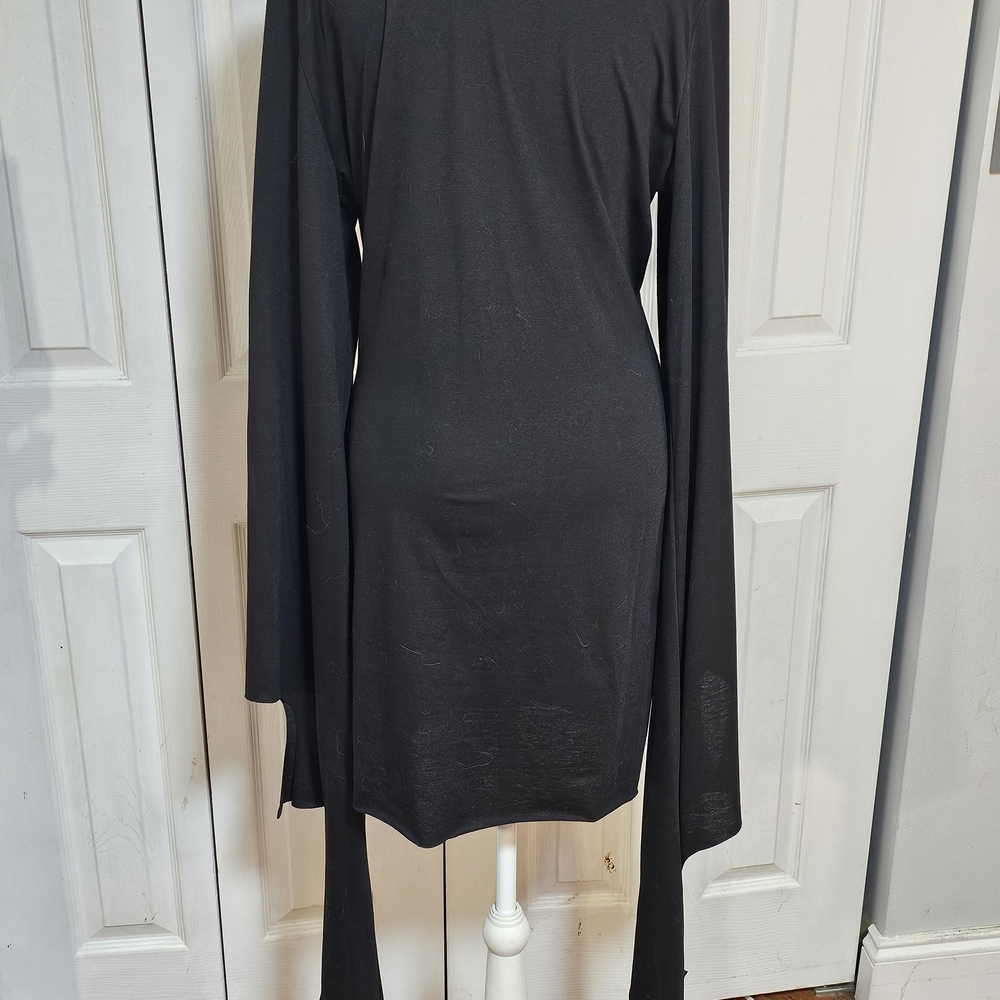 Dolls Kill Black Gothic Bell Sleeve Dress - Picture 7 of 7